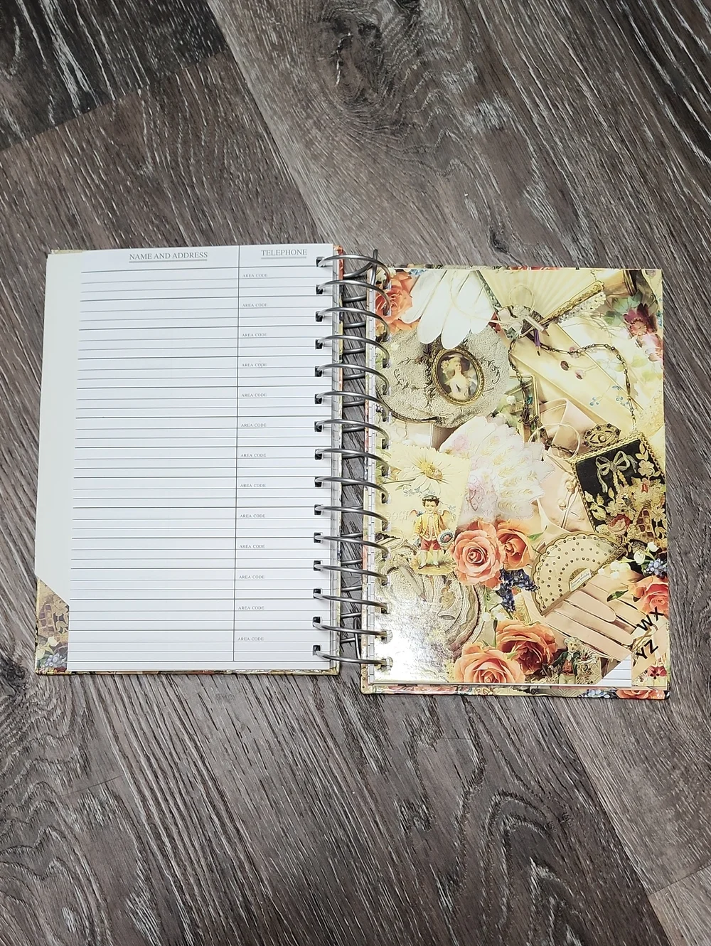 Vintage Hardcover Spiral Bound Floral Address Book - New